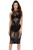 Black Net-working Sheer Bodycon Midi Dress